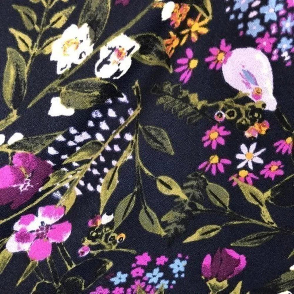 Ava & Viv Blouse Black Purple Floral Top Trendy